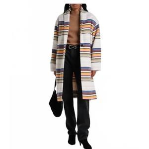 NEW ISABEL MARANT daby striped wool blend coat in multicolor
